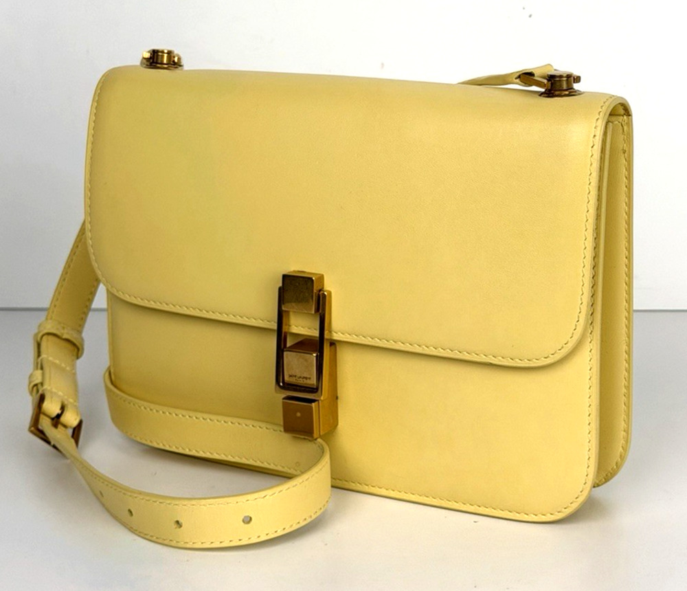 Saint Laurent Le Carre Shoulder Bag in Yellow Leather with Prominent Gold S19